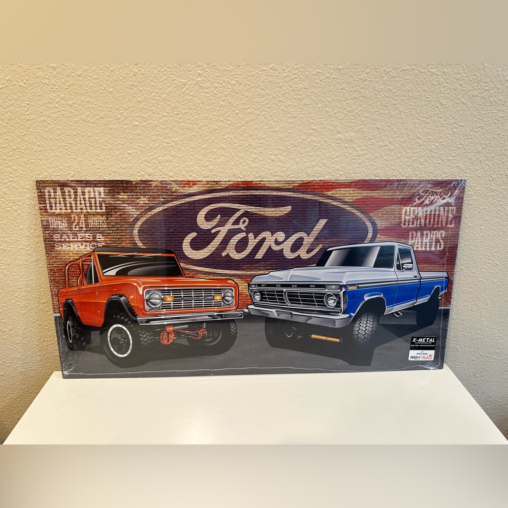 Ford Garage Metal Wall Decor Bronco F150 F250 Trucks Garage Mancave 29x15